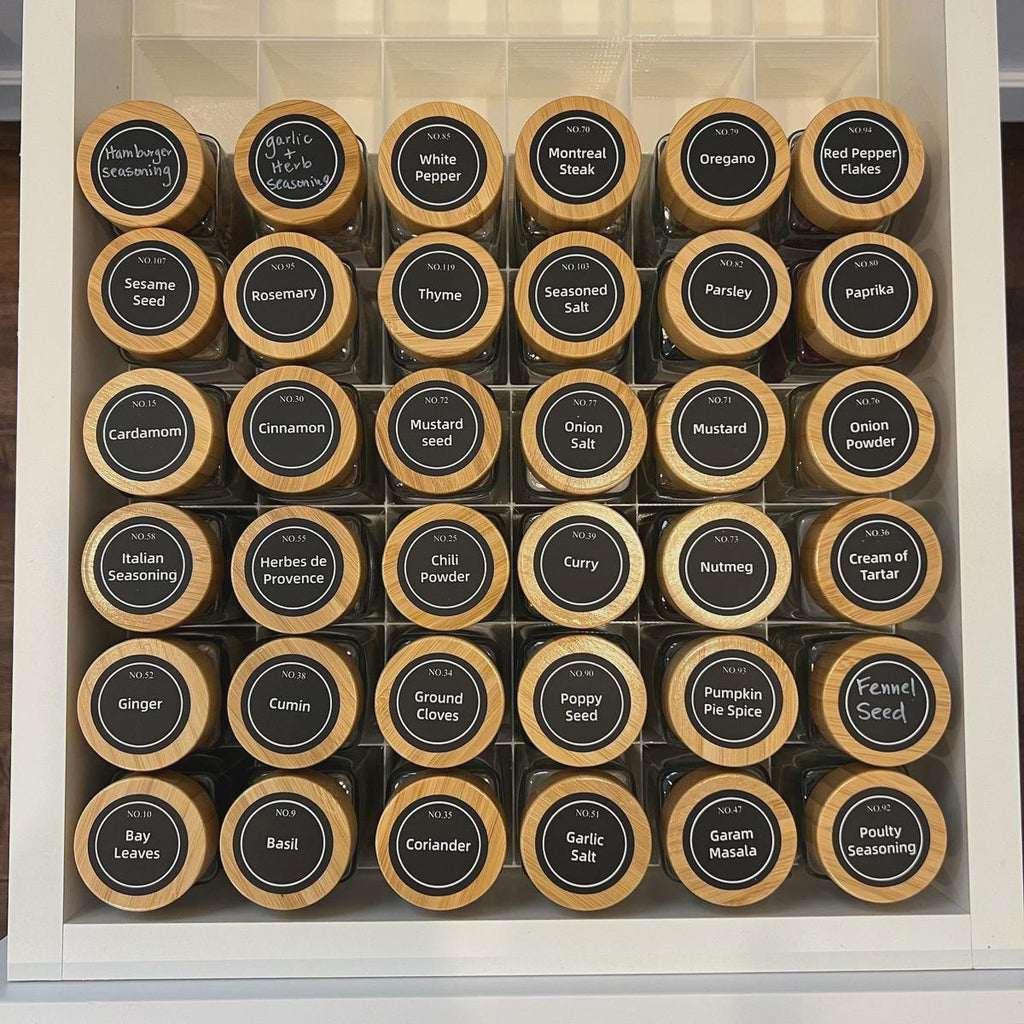 Drawer Spice Organizer for Standard Jars | Custom Made Insert That Will Fit Any Drawer | Fits 4oz Jars