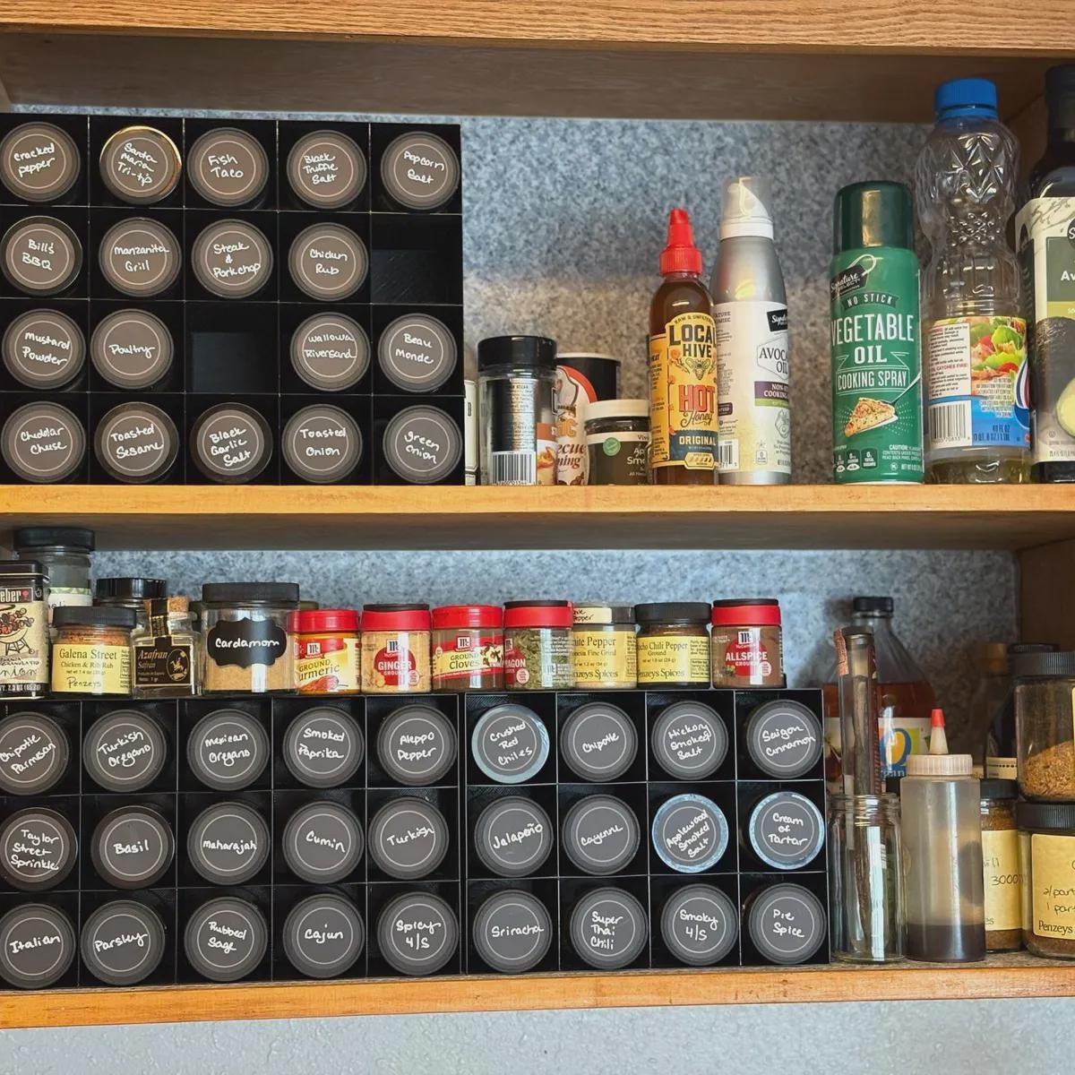 In-Cabinet Spice Organizer for Larger Jars | Custom Sized to Fit Any Space | Fits 6oz Jars