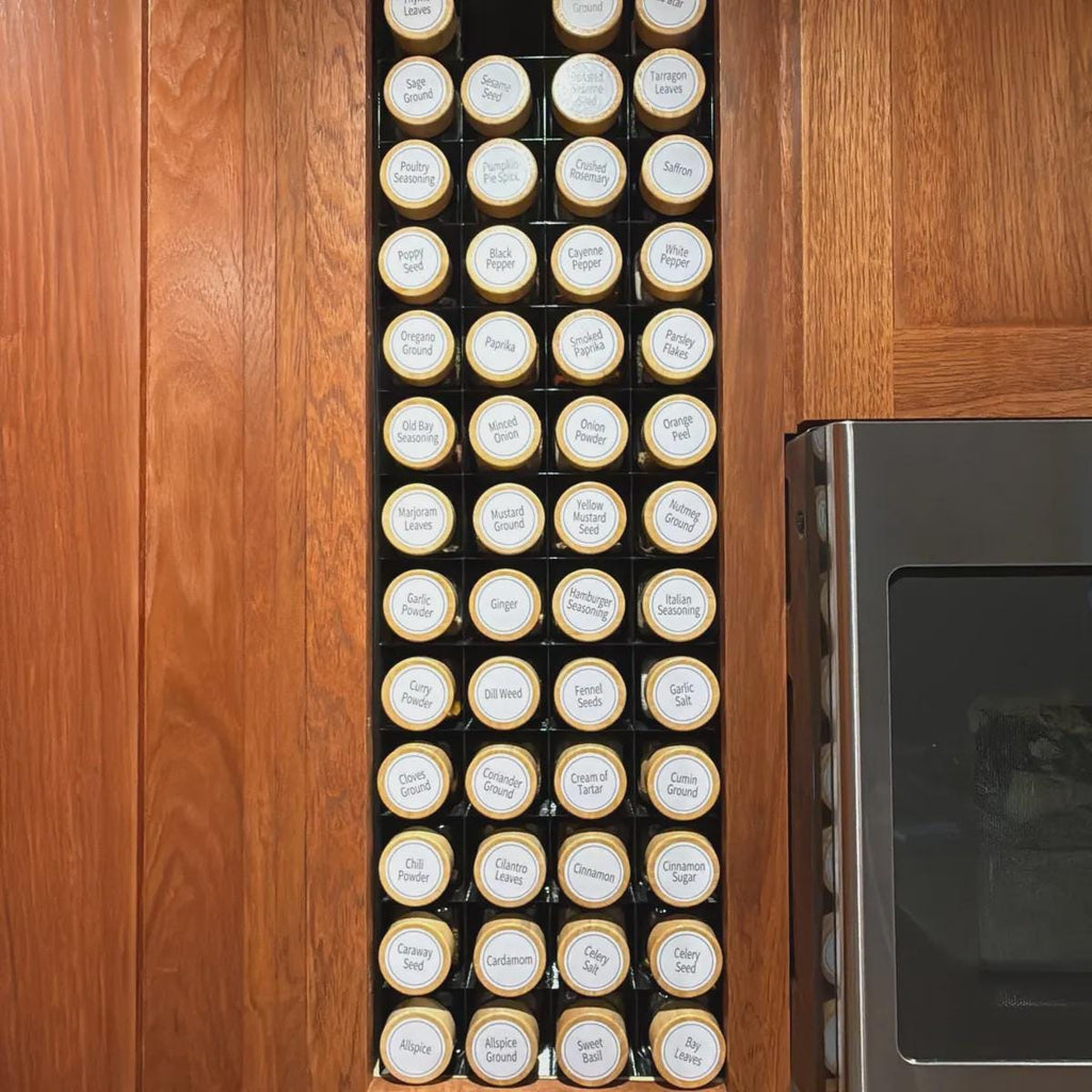 In-Cabinet Spice Organizer for Larger Jars | Custom Sized to Fit Any Space | Fits 6oz Jars
