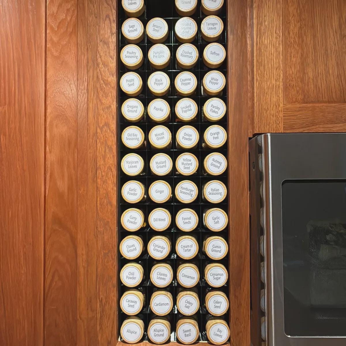 In-Cabinet Spice Organizer for Larger Jars | Custom Sized to Fit Any Space | Fits 6oz Jars