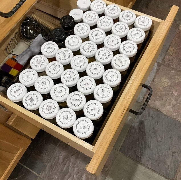 Drawer Spice Organizer for Standard Jars | Custom Made Insert That Will Fit Any Drawer | Fits 4oz Jars