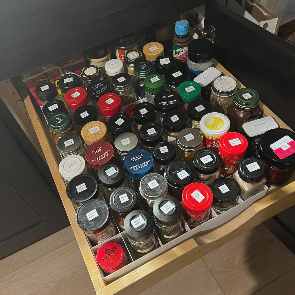 Drawer Spice Organizer for Standard Jars | Custom Made Insert That Will Fit Any Drawer | Fits 4oz Jars