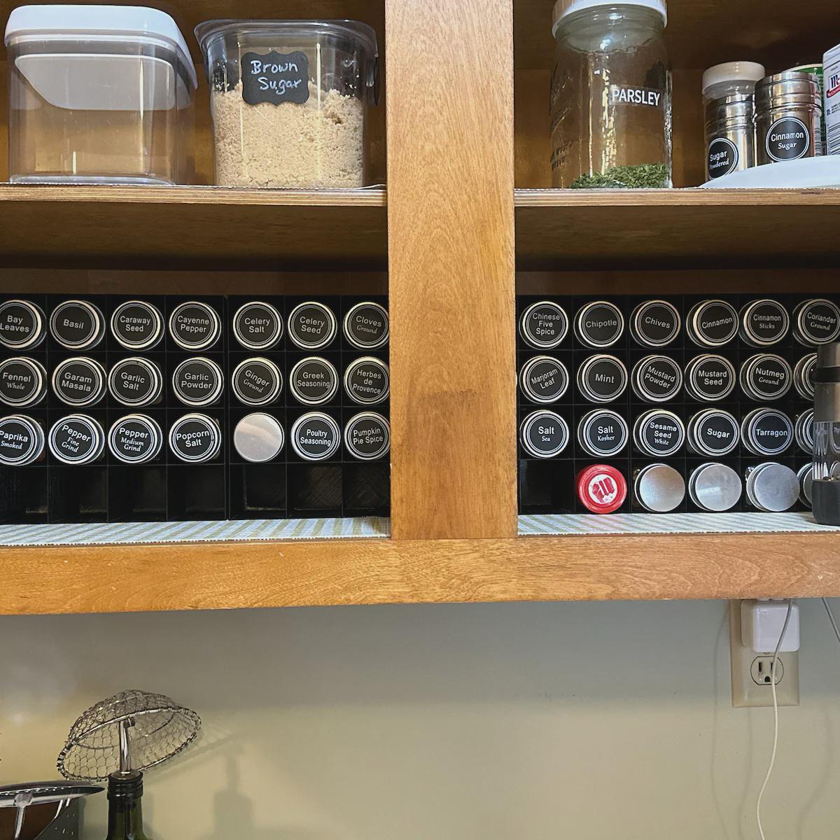 In-Cabinet Spice Organizer for Standard Jars | Custom Sized to Fit Any Space | Fits 4oz Jars