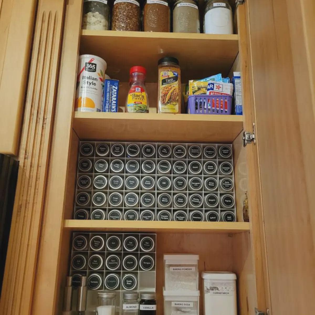 In-Cabinet Spice Organizer for Standard Jars | Custom Sized to Fit Any Space | Fits 4oz Jars