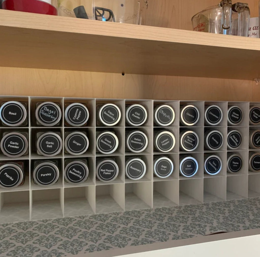 In-Cabinet Spice Organizer for Larger Jars | Custom Sized to Fit Any Space | Fits 6oz Jars