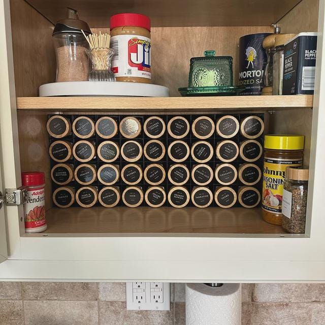 In-Cabinet Spice Organizer for Larger Jars | Custom Sized to Fit Any Space | Fits 6oz Jars
