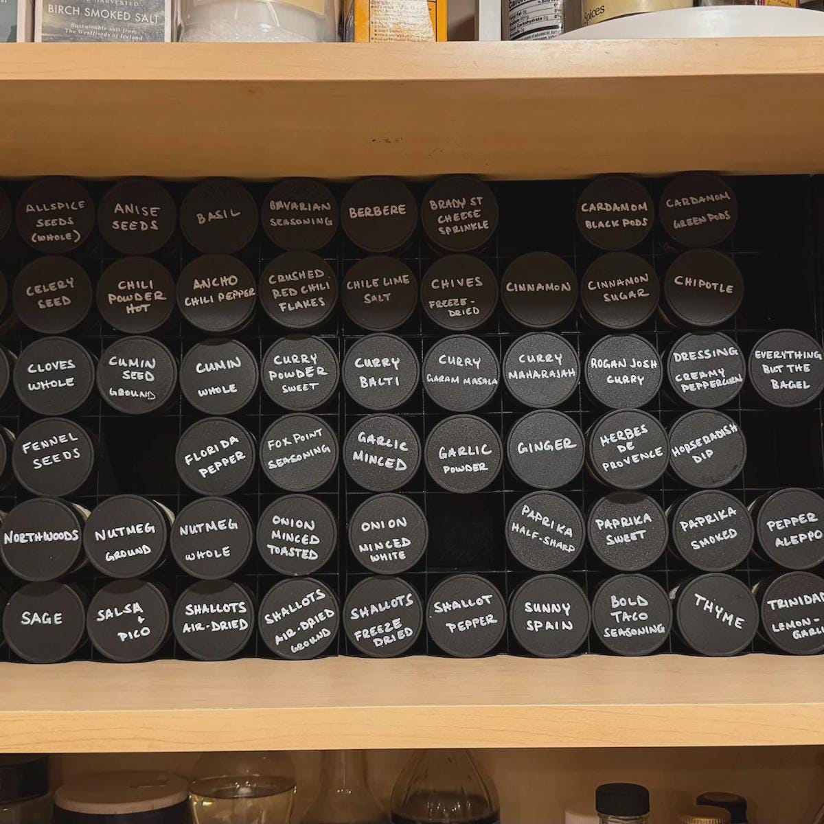 In-Cabinet Spice Organizer for Standard Jars | Custom Sized to Fit Any Space | Fits 4oz Jars