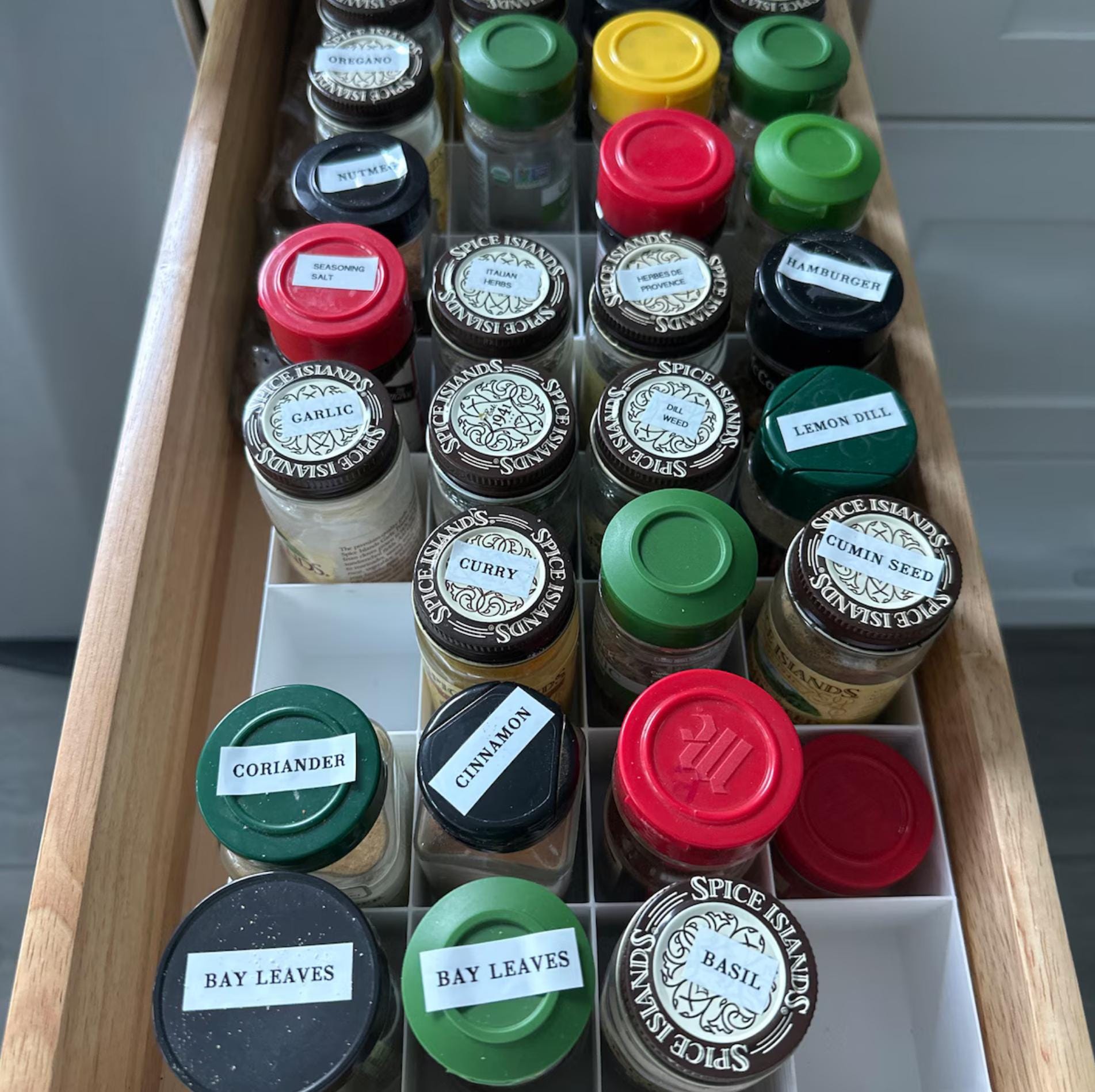 Drawer Spice Organizer for Standard Jars | Custom Made Insert That Will Fit Any Drawer | Fits 4oz Jars