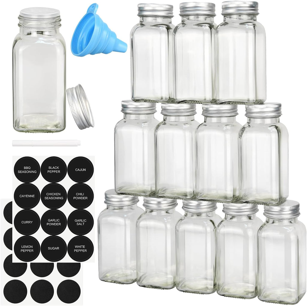 6oz Larger Spice Jar Set | Silver Edition (12-Pack)