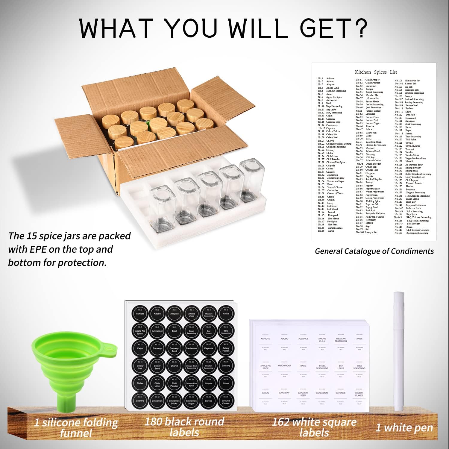 4oz Standard Spice Jar Set – Bamboo Edition (24-Pack)