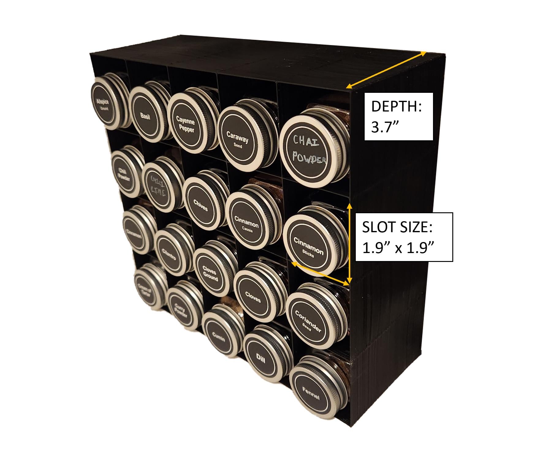 In-Cabinet Spice Organizer for Standard Jars | Custom Sized to Fit Any Space | Fits 4oz Jars