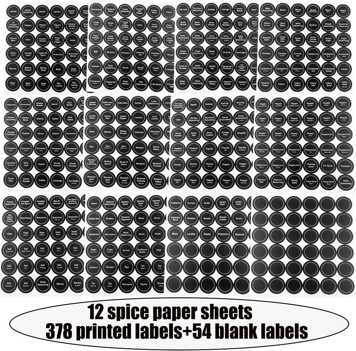 432-Count Minimalist Round Spice Labels