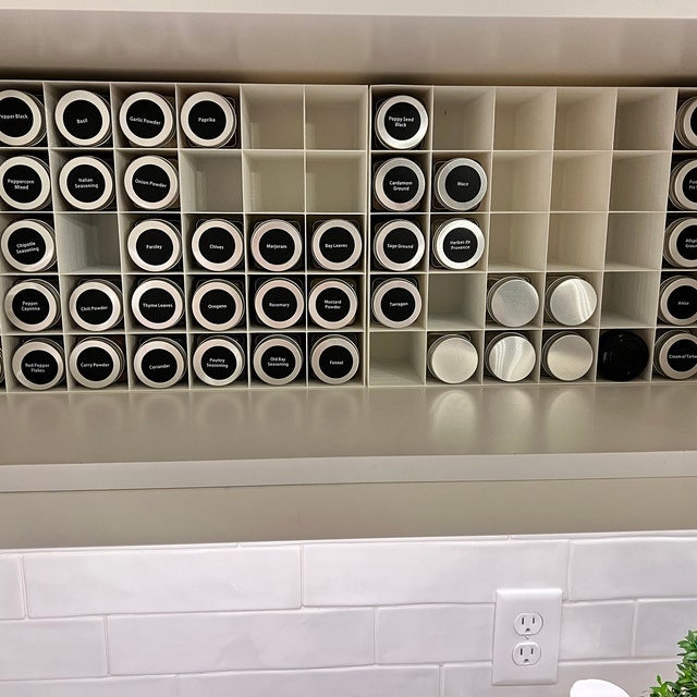 In-Cabinet Spice Organizer for Standard Jars | Custom Sized to Fit Any Space | Fits 4oz Jars