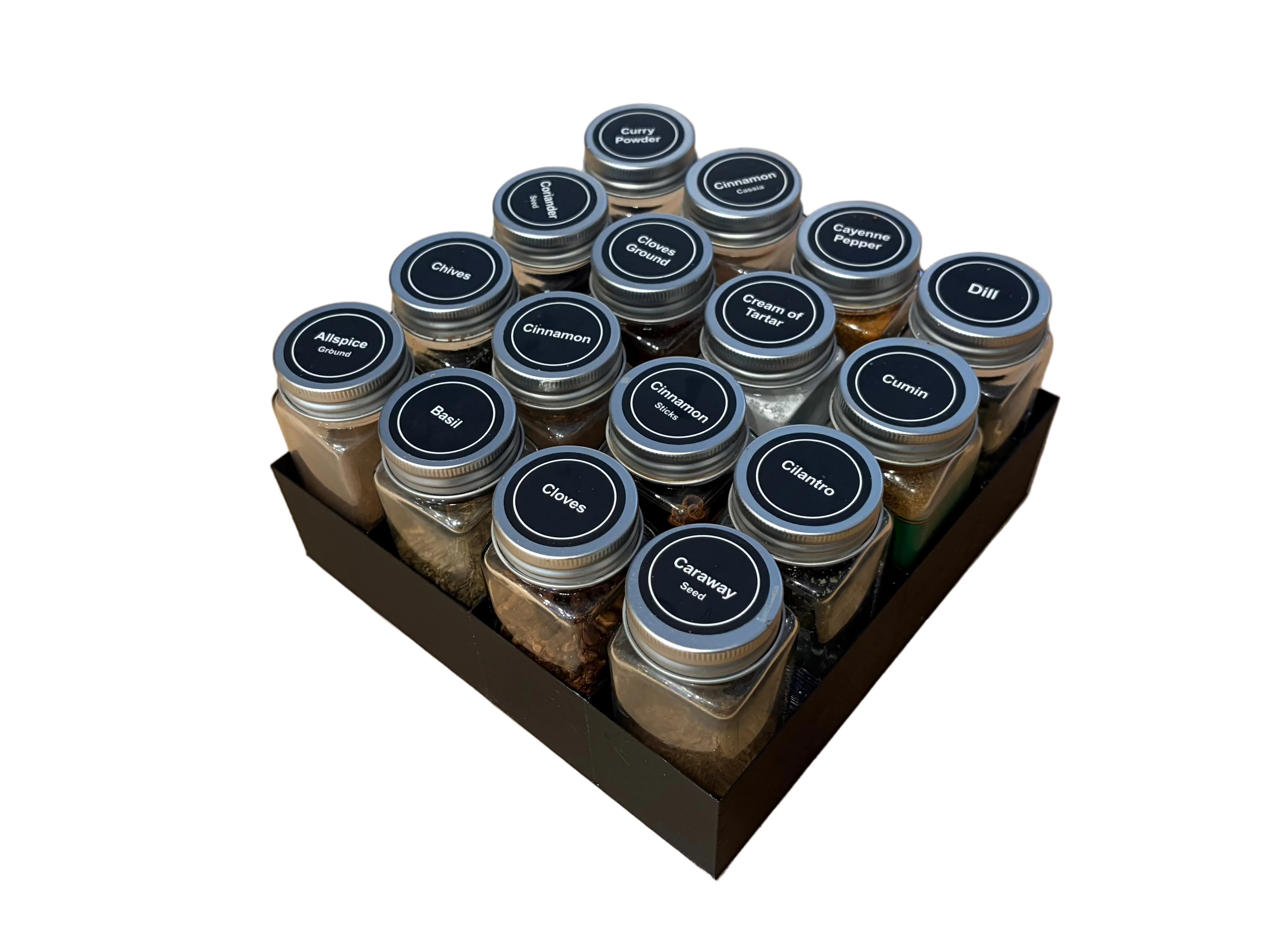 4oz Standard Spice Jar Set – Silver Edition (24-Pack)