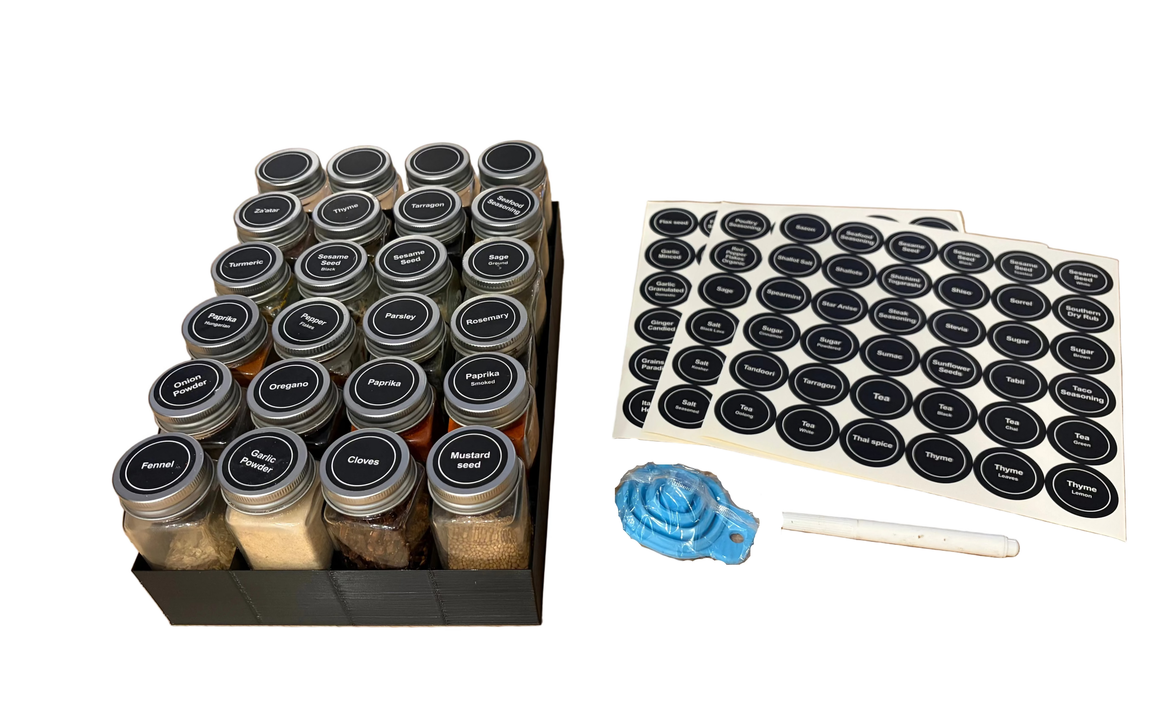 4oz Standard Spice Jar Set – Silver Edition (24-Pack)