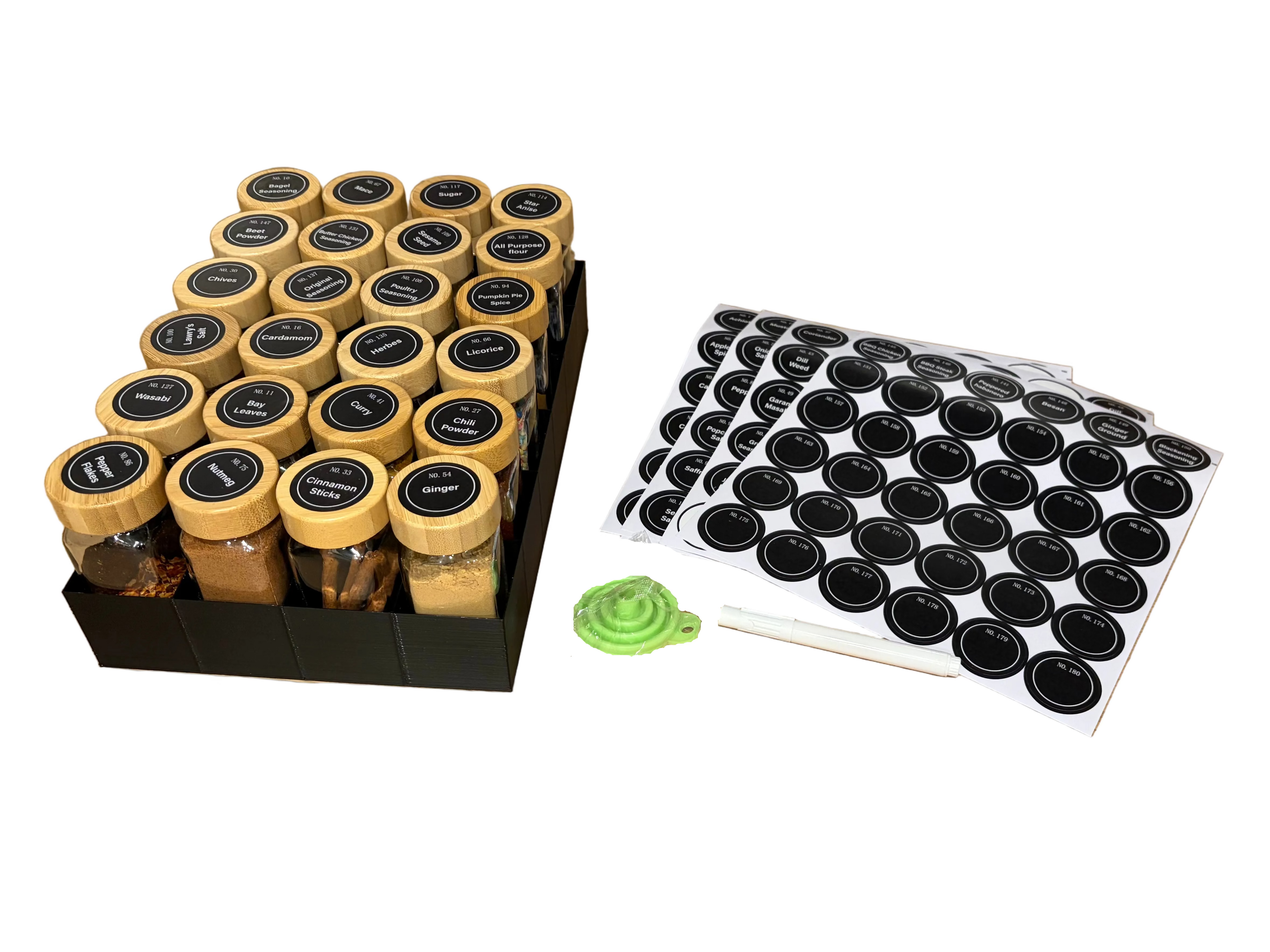 4oz Standard Spice Jar Set – Bamboo Edition (24-Pack)