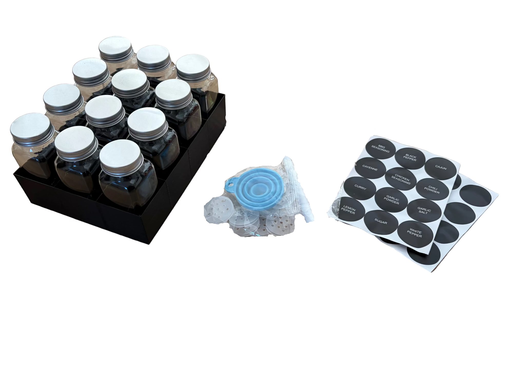 6oz Larger Spice Jar Set | Silver Edition (12-Pack)