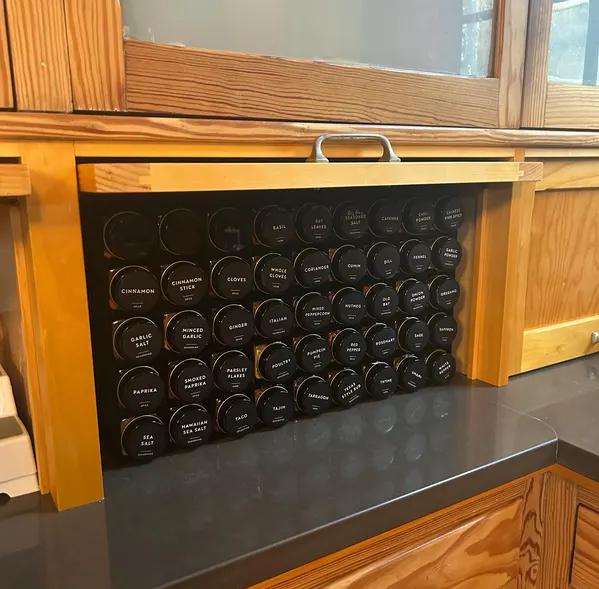 In-Cabinet Spice Organizer for Standard Jars | Custom Sized to Fit Any Space | Fits 4oz Jars