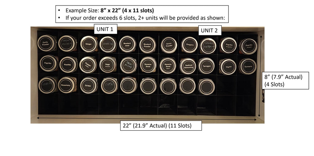 In-Cabinet Spice Organizer for Standard Jars | Custom Sized to Fit Any Space | Fits 4oz Jars