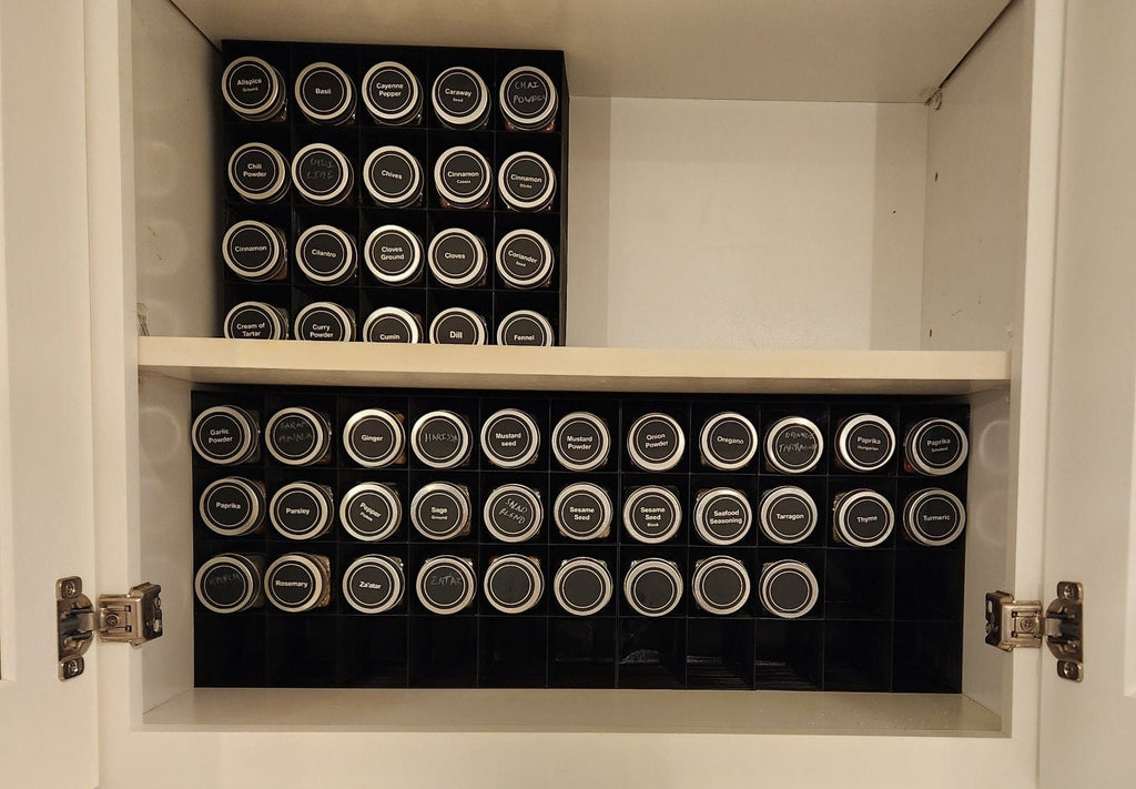 In-Cabinet Spice Organizer for Standard Jars | Custom Sized to Fit Any Space | Fits 4oz Jars