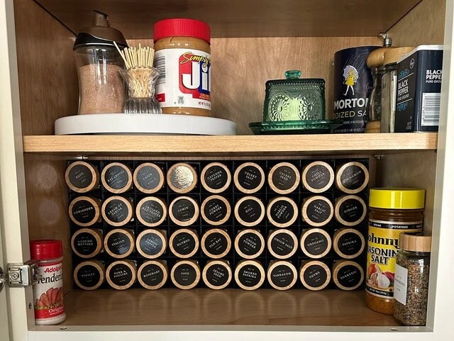 In-Cabinet Spice Organizer for Standard Jars | Custom Sized to Fit Any Space | Fits 4oz Jars